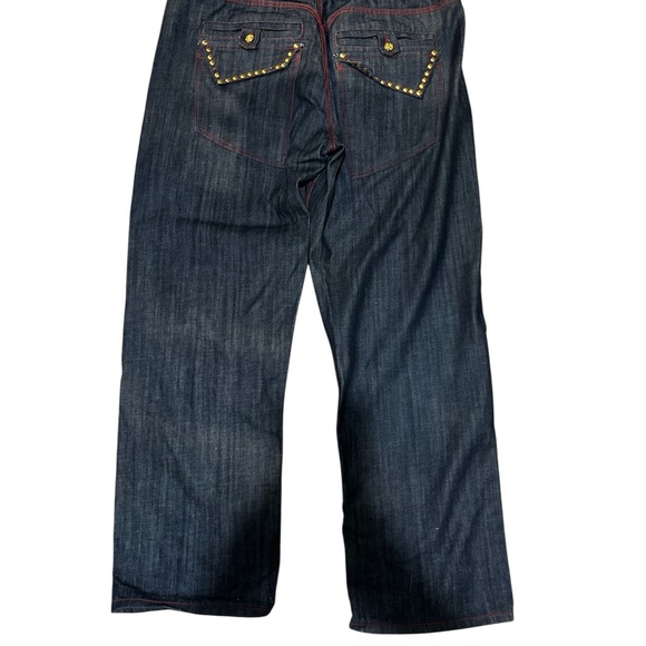 Cezer Jeans Mens 42 x 33 Studed Blue Denim Baggy Hip Hop Embroidered 90s - Picture 2 of 16